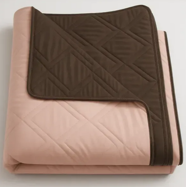 Waterproof Reversible Quilted Bedspread brown with blush pink, 50x80