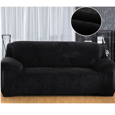 Чохол для тримістного дивану чорний Slavich Велюр 80299 фото