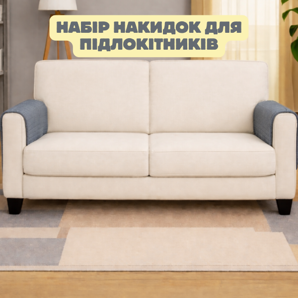 Set of armrest covers for a double sofa made of furniture velour, anthracite color 56x56 - 2 pcs.