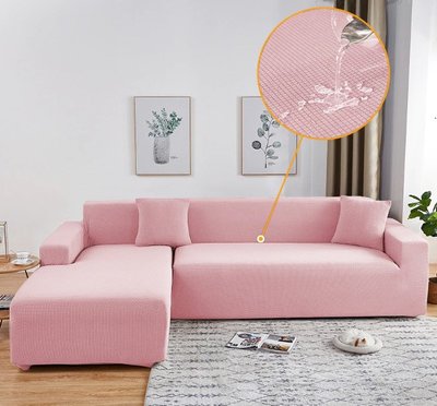 Чохол для кутового дивану рожевий Slavich Стрейч Жаккард 1 + 2 87286 фото