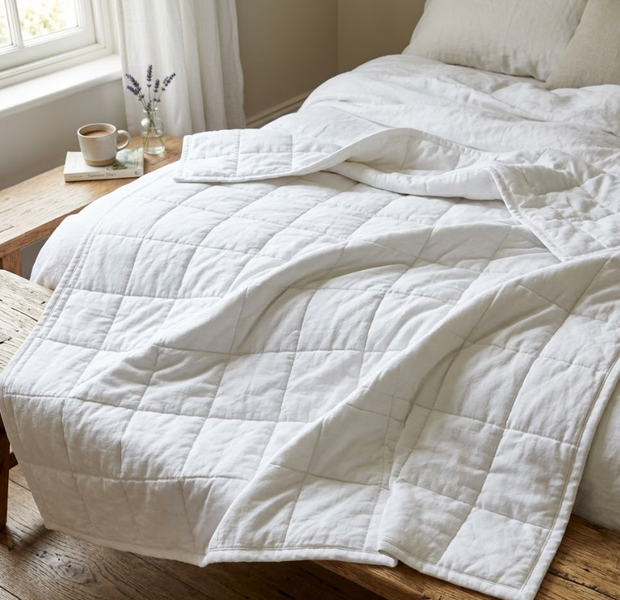 Summer cotton quilt, white color 140x210