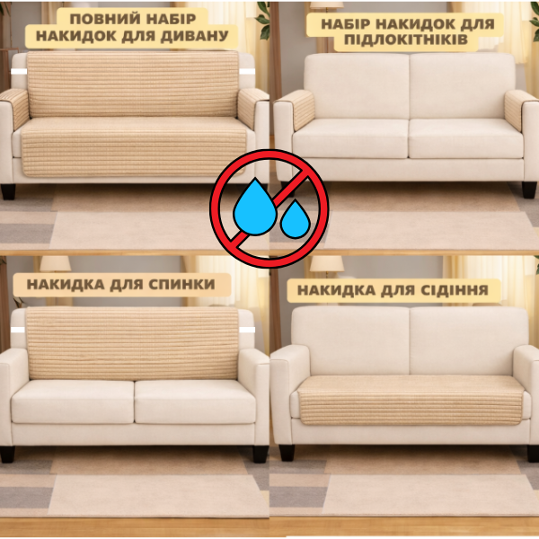 Waterproof furniture cover, beige velour, Premium, 56x56 cm - 2 pcs. (for armrests)