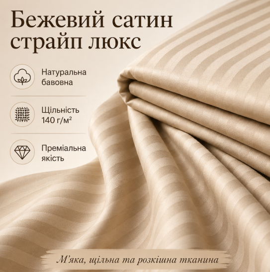 Pillowcase satin stripe beige U-tek 40x60